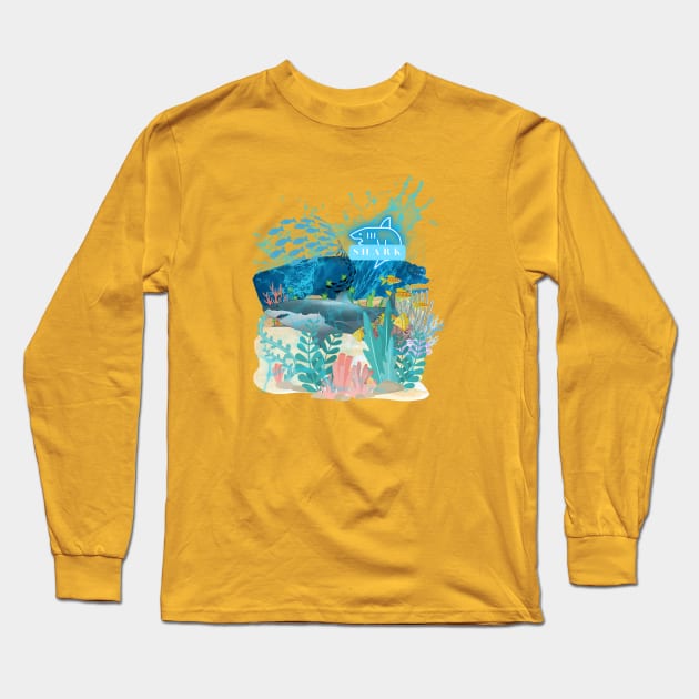 Shark Aquarium Long Sleeve T-Shirt by AlmostMaybeNever